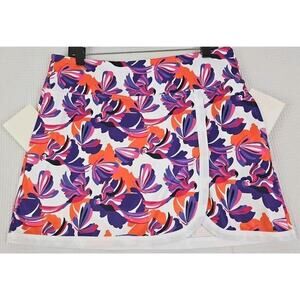 PGA Tour ~Woman Size L~ Bright White (Multicolor) Golf Skort Sun Protection NWT.